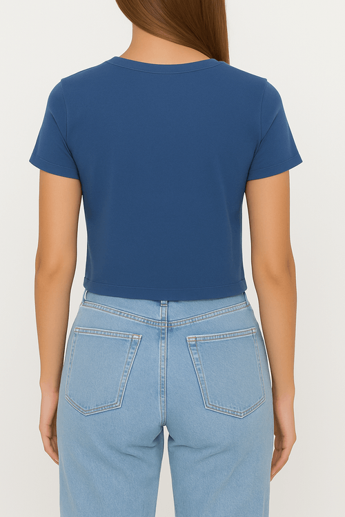 CAMISETA SEAMLESS CUELLO REDONDO AZUL