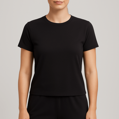 CAMISETA SEAMLESS CUELLO REDONDO NEGRO