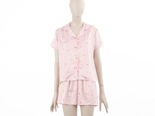 ROPA PIJAMA DAMA CONJUNTO MANGA CORTA + SHORT SEDA XMAS 25 CRUDO PACK X2