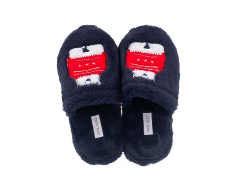 CALZADO CASUAL DAMA PANTUFLA FELPA XMAS 2025 AZUL MARINO PACK X1