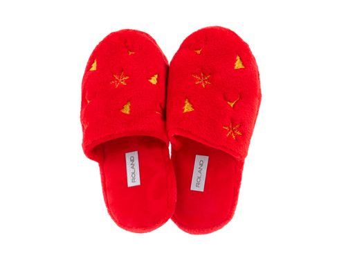 CALZADO CASUAL DAMA PANTUFLA FELPA XMAS 2025 ROJO PACK X1