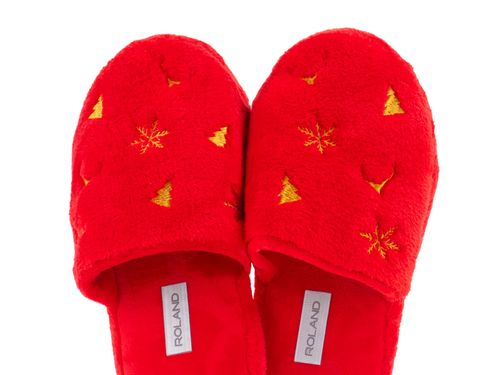 CALZADO CASUAL DAMA PANTUFLA FELPA XMAS 2025 ROJO PACK X1
