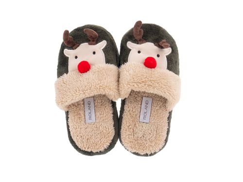 CALZADO PANTUFLA CABALLERO FELPA  FELPA XMAS 2025 VERDE PACK X1