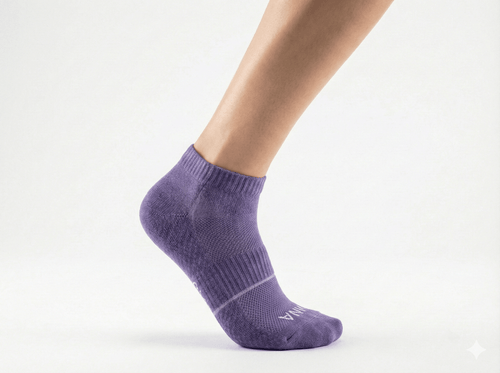 MEDIAS DEPORTIVAS CAÑA TOBILLERA SIN COSTURA MORADO X1