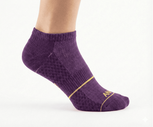 MEDIAS DEPORTIVAS CAÑA TOBILLERA SIN COSTURA UVA X1